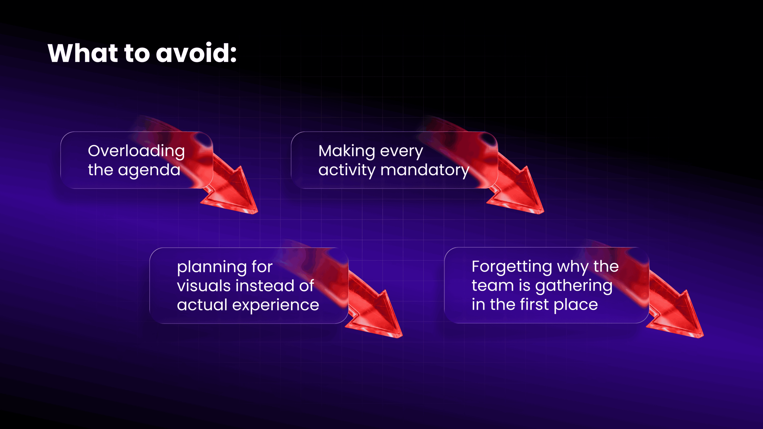 List of meeting pitfalls to avoid