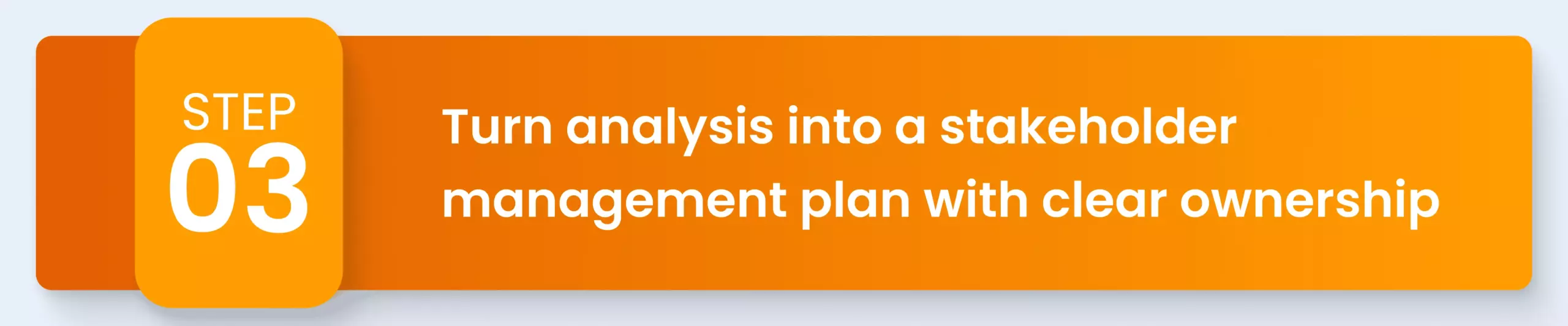 Turn analysis into a stakeholder management plan with clear ownership
