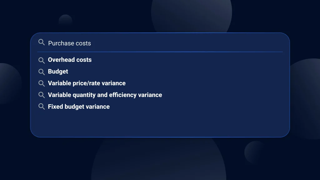 VARIANCE ANALYSIS TERMS AND DEFINITIONS